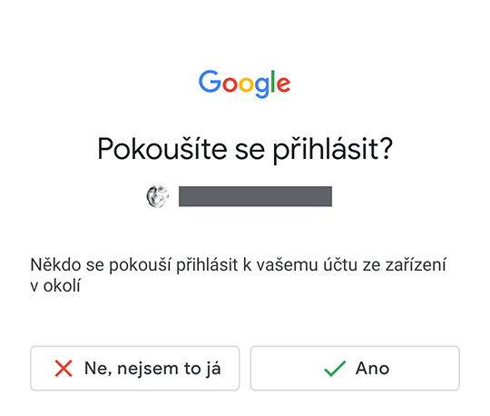 Pokoušíte se přihlásit? Ne/Ano