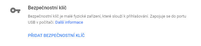 Přidat bezpečnostní klíč