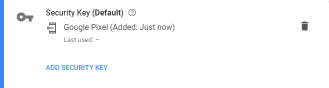 Default Security Key: Google Pixel