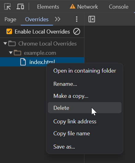 Deleting overrides