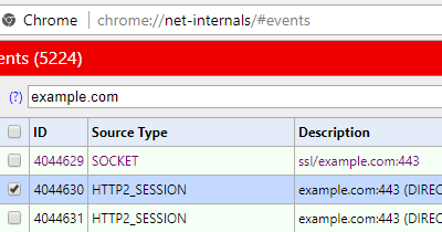 chrome://net-internals/#events HTTP2_SESSION Source Type