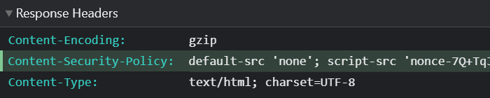 Overridden HTTP response header, highlighted