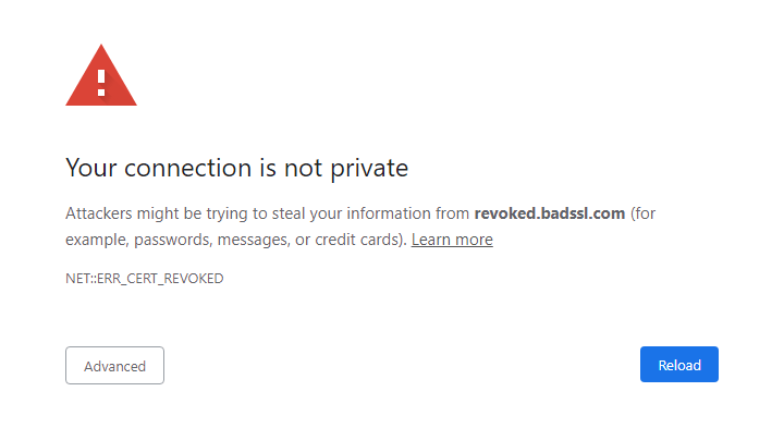 Your connection is not private: NET::ERR_CERT_REVOKED