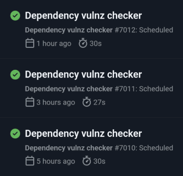 Výsledek spouštění kontroly balíčků každé 2 hodiny na GitHub Actions