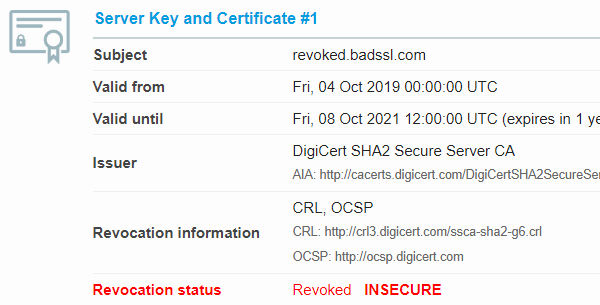 Zneplatněný certifikát v SSL Labs Server Testu