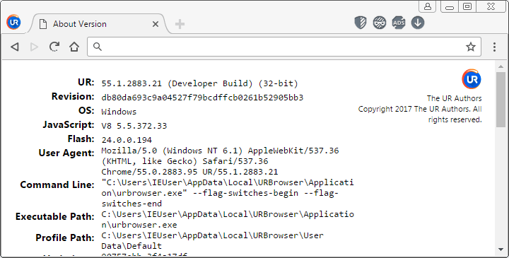 UR Browser version 55