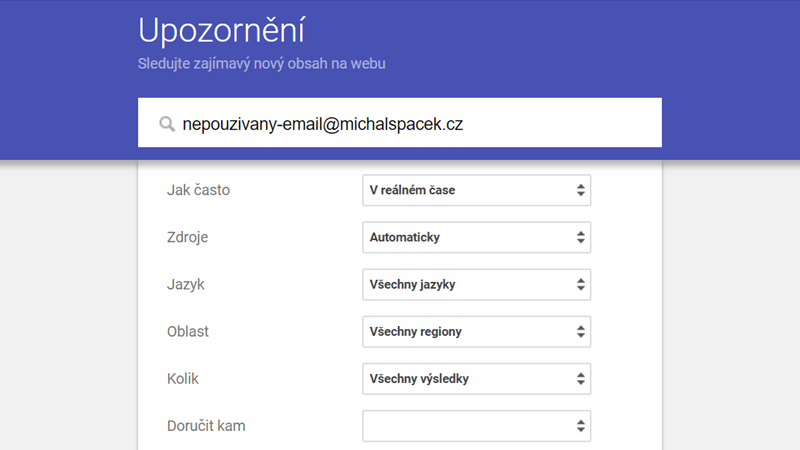 Upozornění Google Alerts