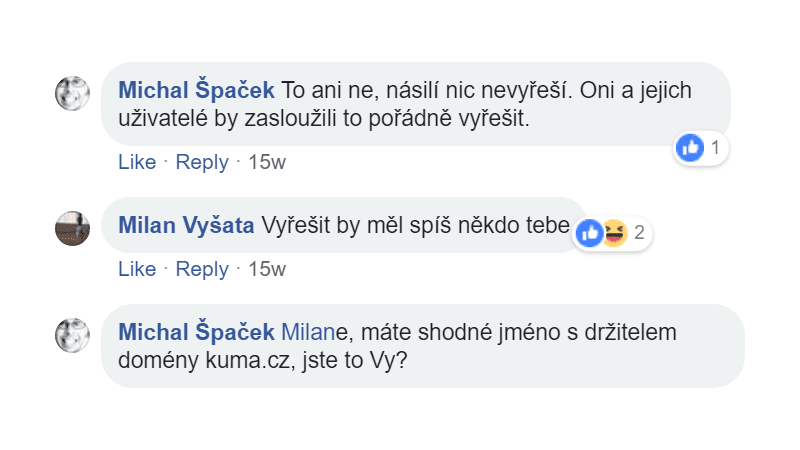 Majitel domény kuma.cz: "Vyřešit by měl spíš někdo tebe"