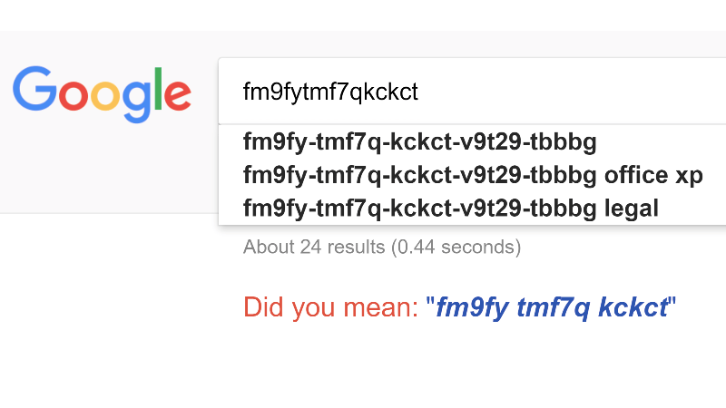 Google search of fm9fytmf7qkckct