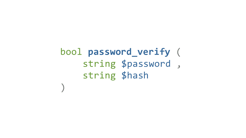 password_verify() and it's parameters
