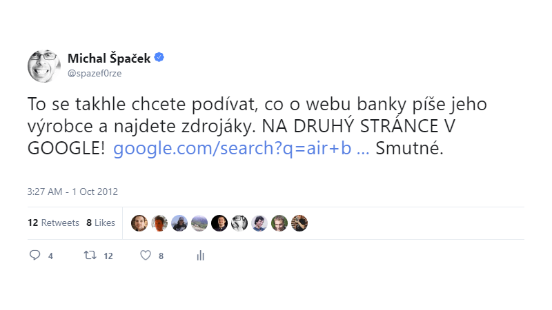 To se takhle chcete podívat, co o webu banky píše jeho výrobce a najdete zdrojáky. NA DRUHÝ STRÁNCE V GOOGLE!