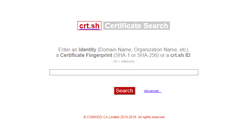 Certificate Search crt.sh