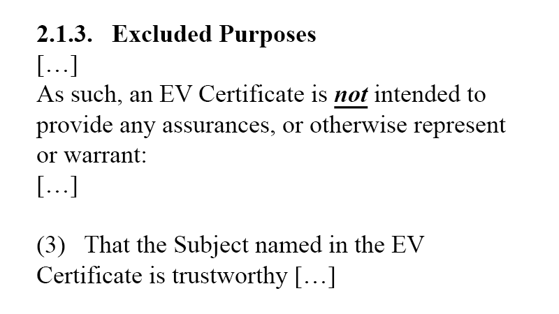 EV Excluded Purposes