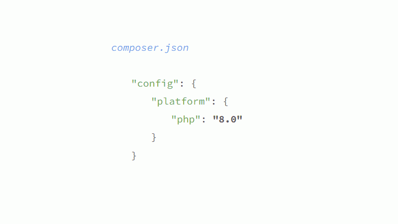composer.json: "config": { "platform": { "php": "8.0" } }