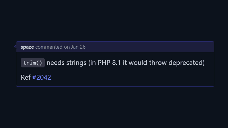 trim() needs strings (in PHP 8.1 it would throw deprecated)