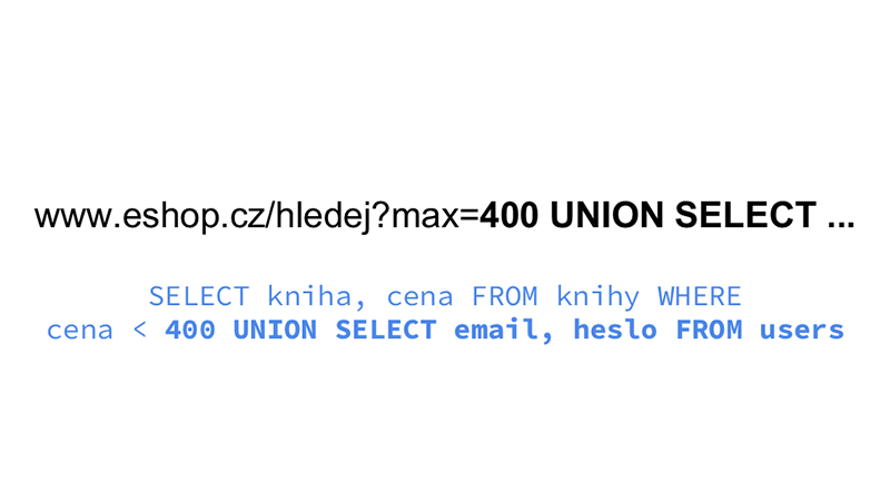 SQL Injection, příkazy na místu pro data