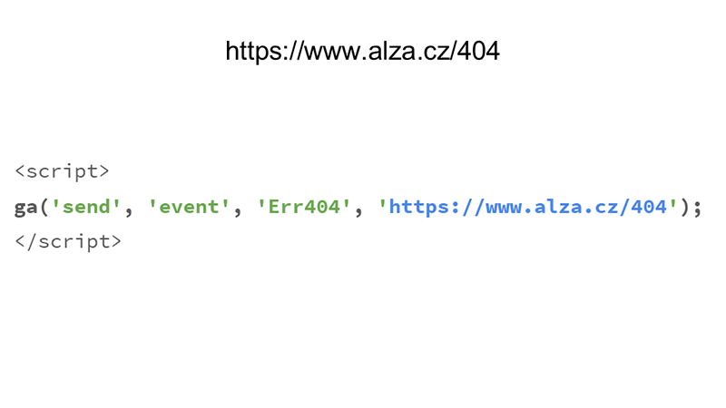 Google Analytics v 404 na Alze