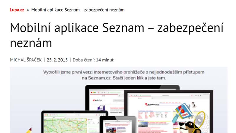 Mobilní aplikace Seznam - zabezpečení neznám