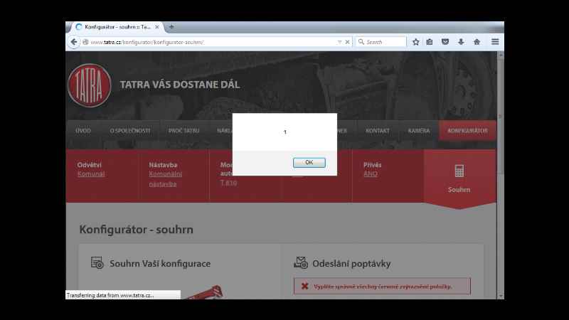 alert(1) na webu tatra.cz