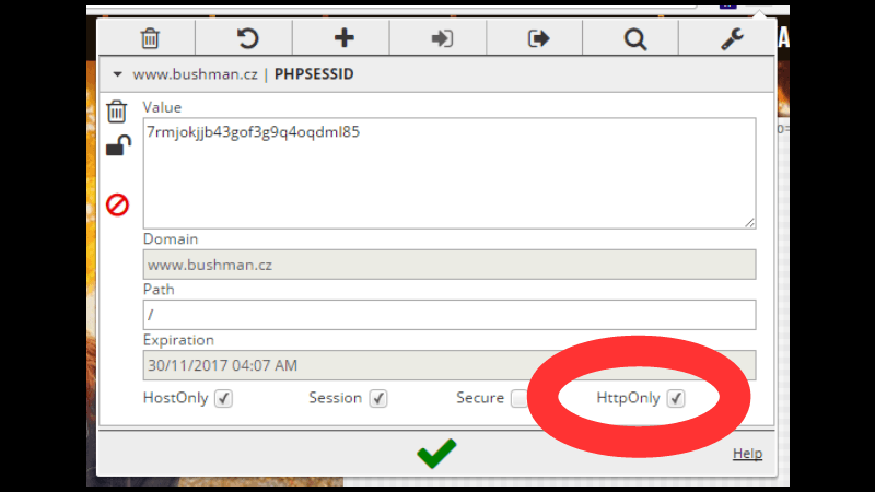 HttpOnly cookie PHPSESSID