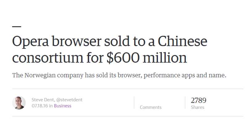 Opera browser sold to a Chinese consortium for $600 million