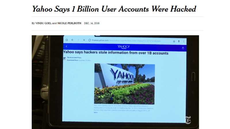 Yahoo Says 1 Billion User Accounts Were Hacked