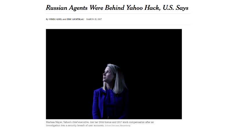 Russian Agents Were Behind Yahoo Hack, U.S. Says