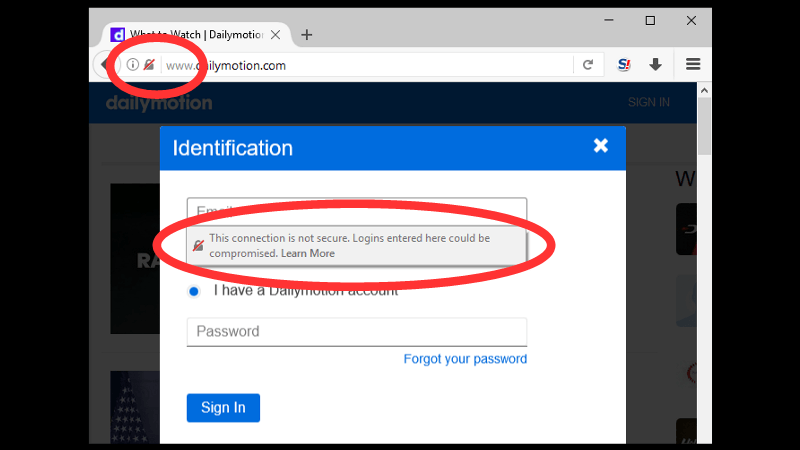 Not Secure formulář ve Firefoxu
