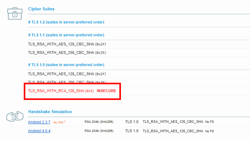 TLS_RSA_WITH_RC4_128_SHA (0x5) – INSECURE