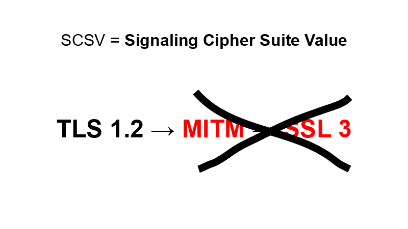 Signaling Cipher Suite Value, TLS 1.2 ✔, MITM ✖, SSL 3 ✖