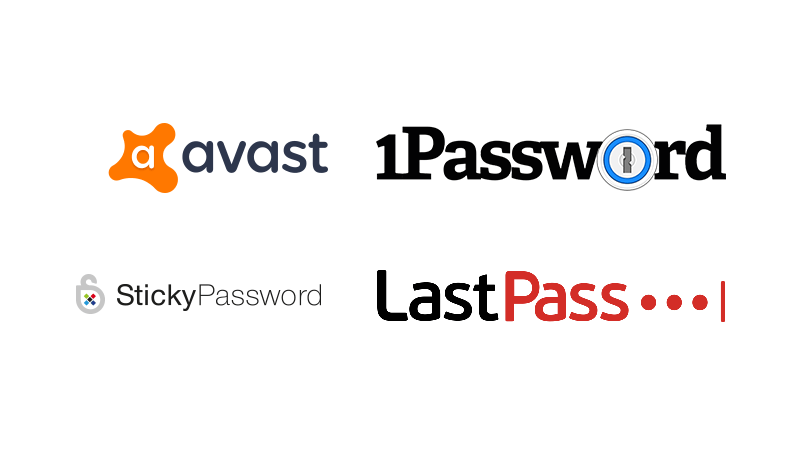 Loga Avast, StickyPassword, 1Password, LastPass