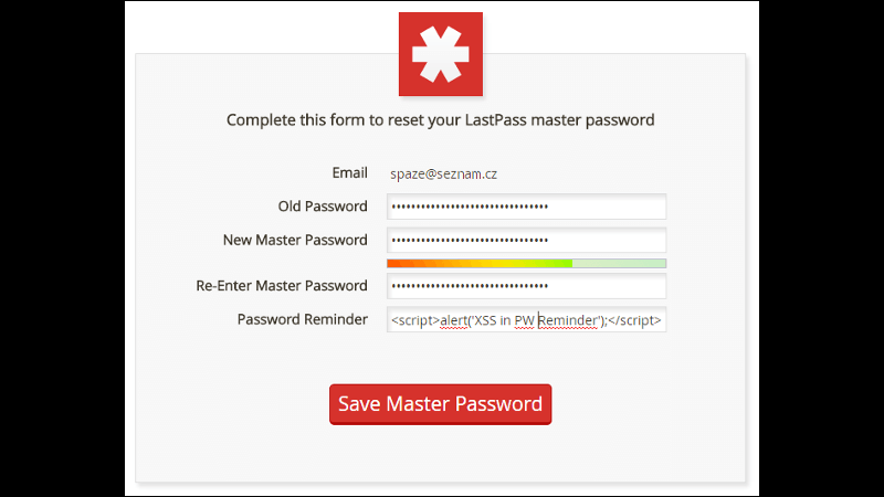 Screenshot Password Reminder